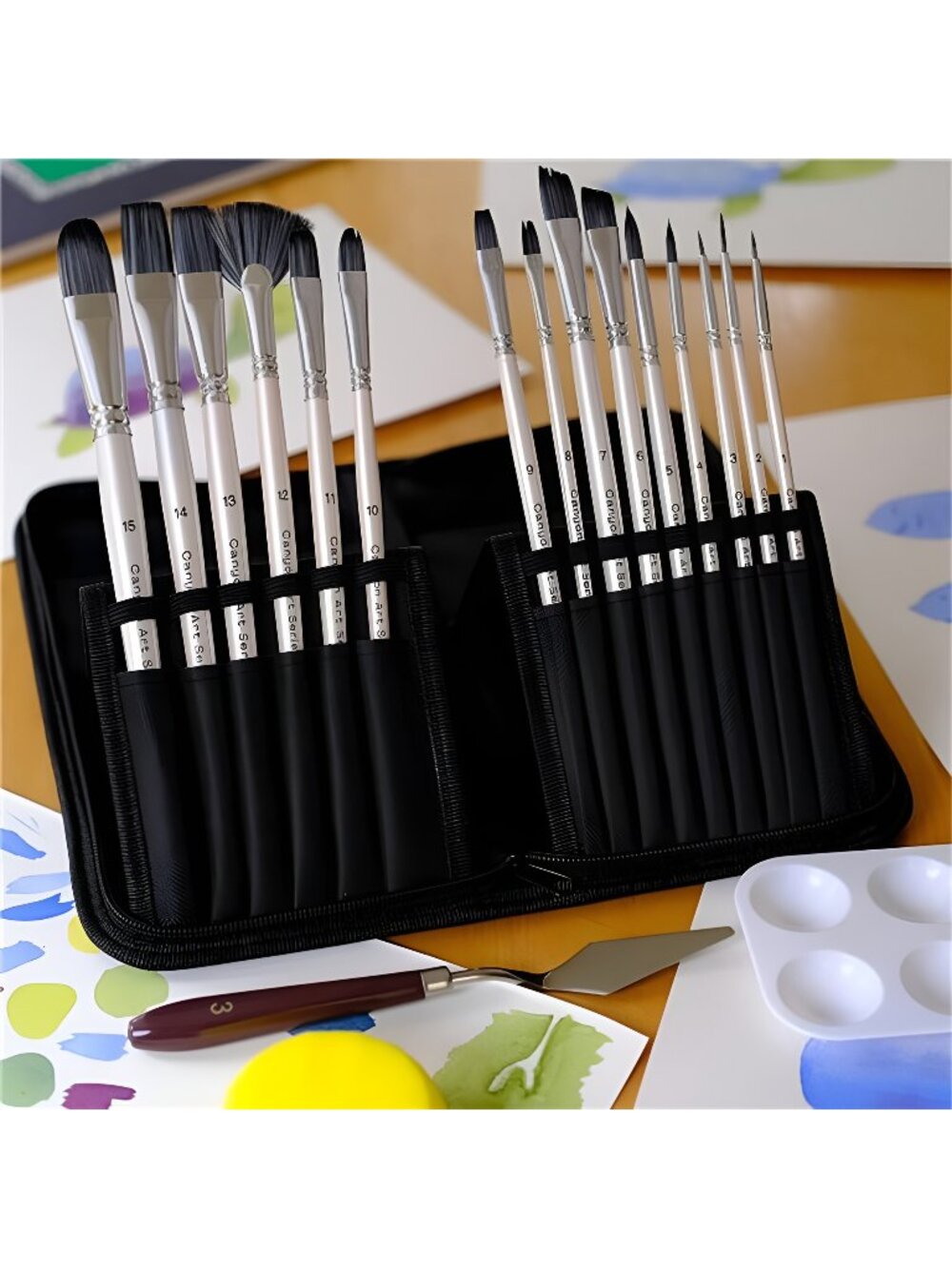15 Piece Paint Brush Set for Art Students Learning Acrylic, Water Color